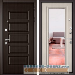 Дверь Бульдорс MASS90 9S-108 Ларче шоколад / 9S-140 Ларче бьянко с зеркалом